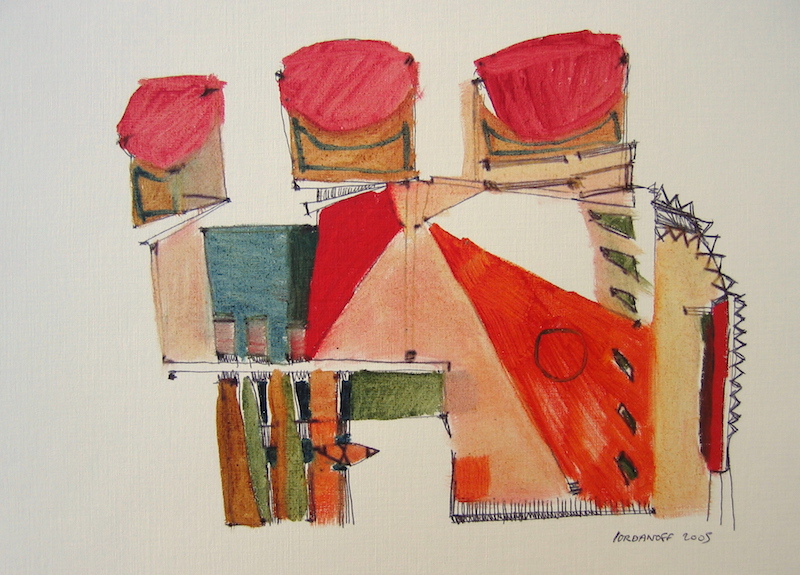 Abstract oil drawing on paper